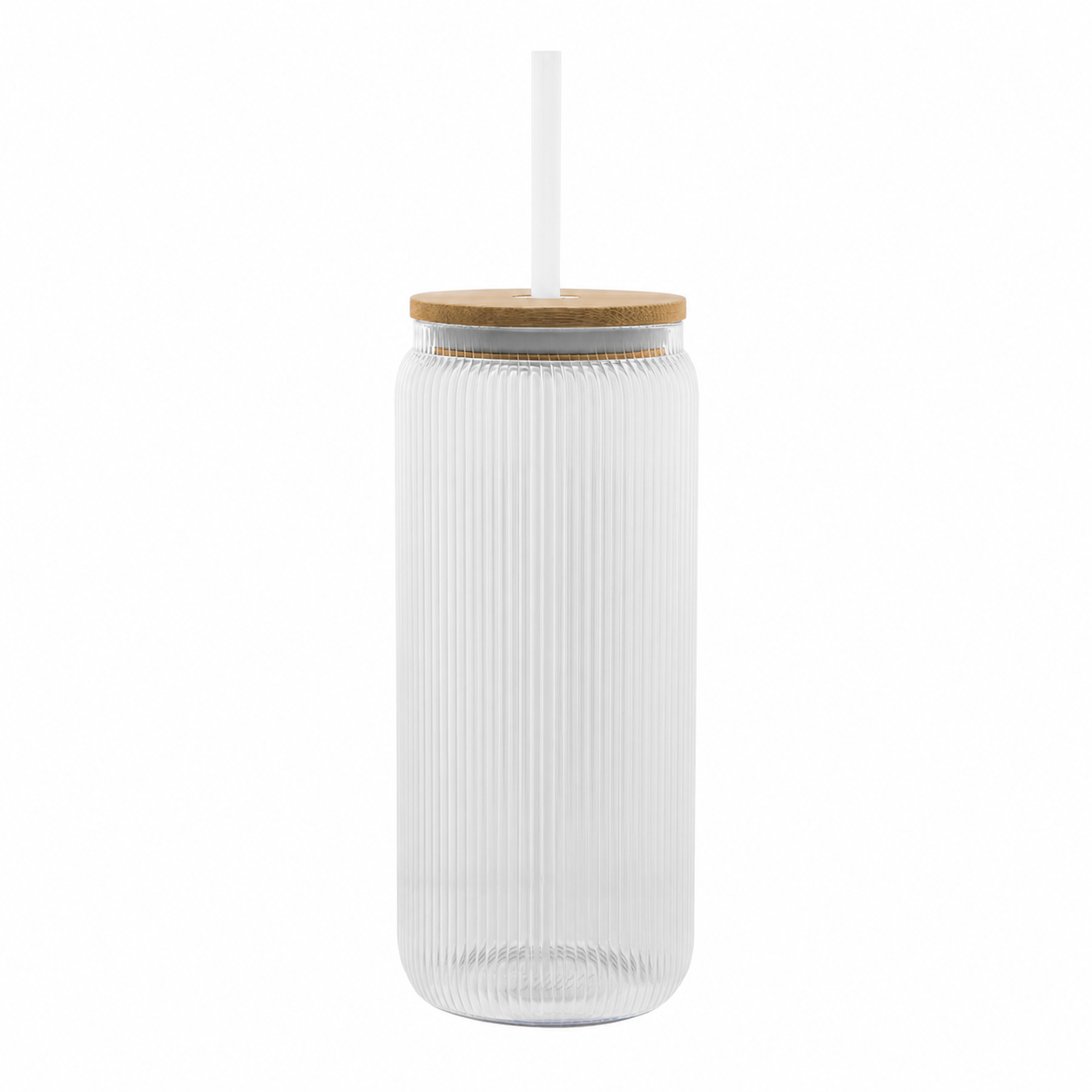 Bamboo-Lid Glass Tumbler with Straw, 20 oz