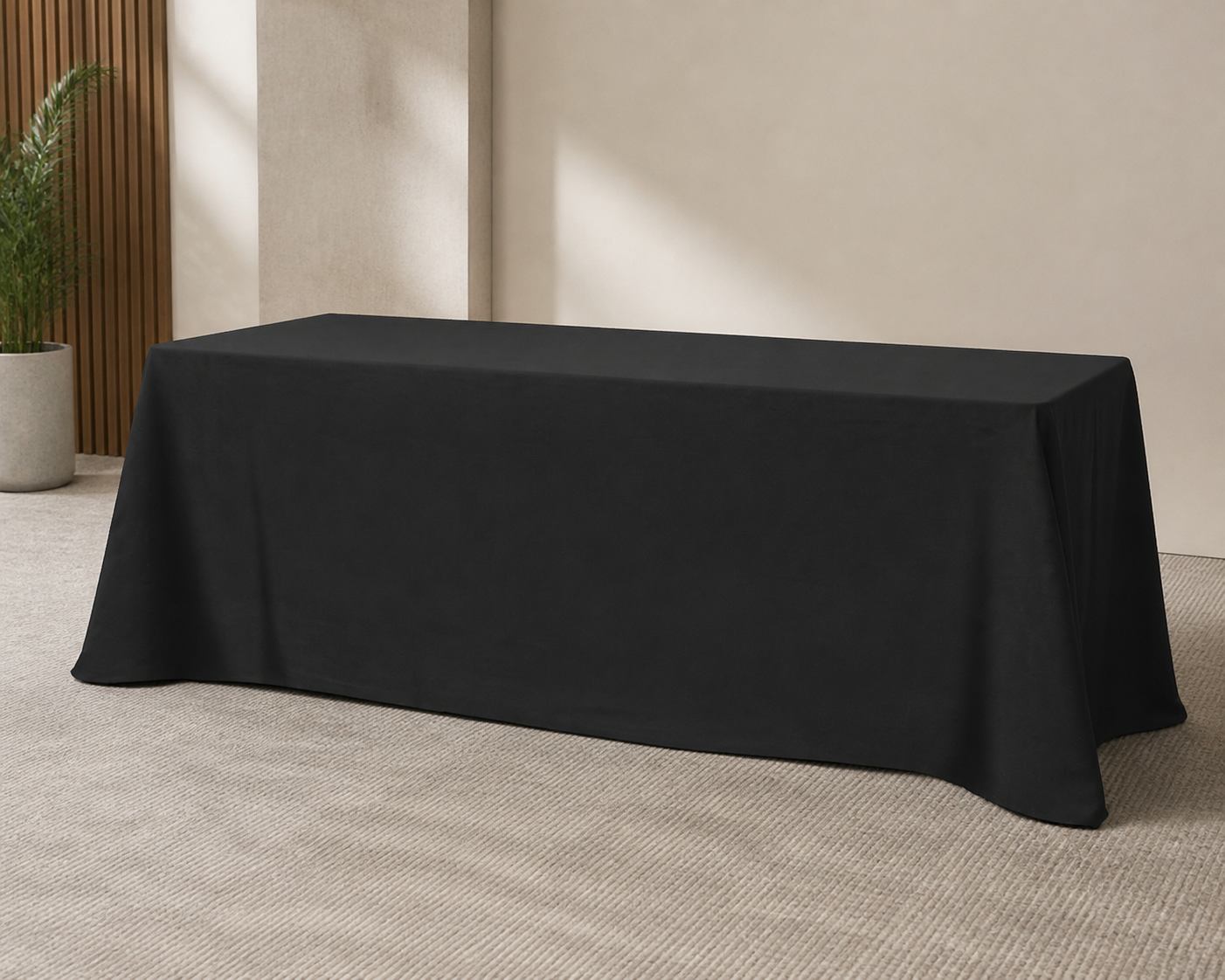 Open-Back 8 ft Table Cover with Three-Side Drape lifestyle